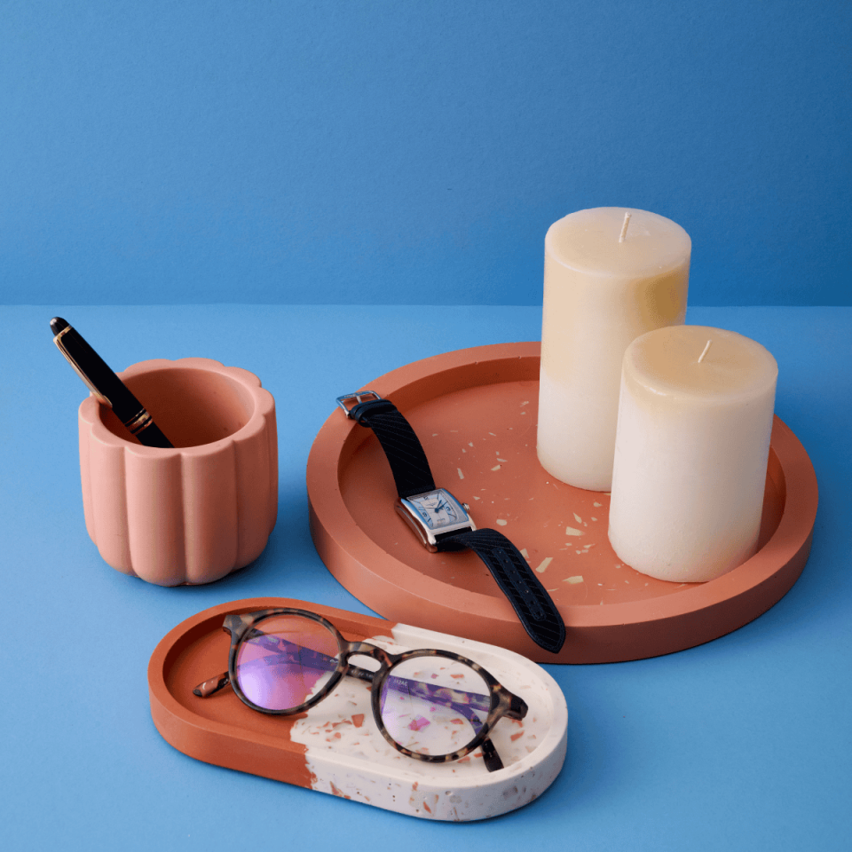 Terrazzo Dekoratif Tepsi – El Yapımı Yuvarlak