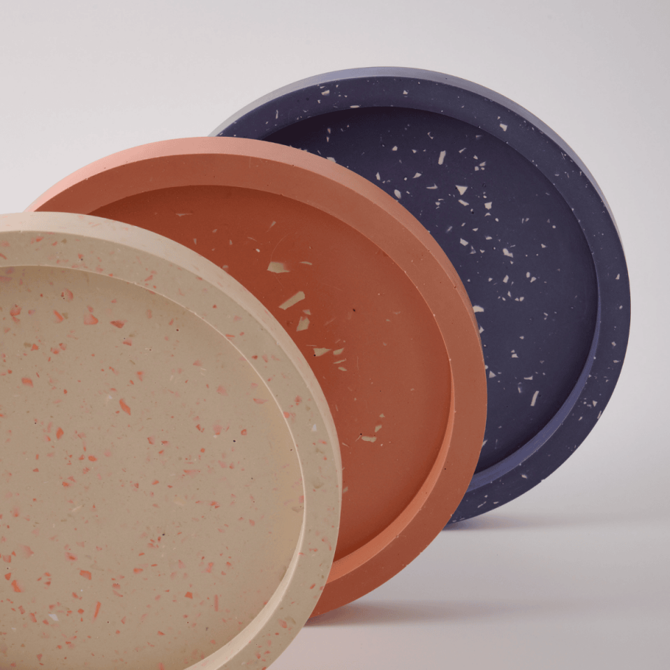 Terrazzo Dekoratif Tepsi – El Yapımı Yuvarlak