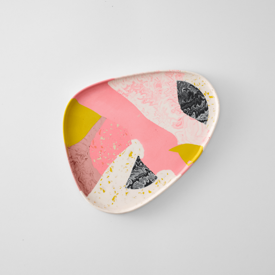 Damla Formlu Terrazzo Tasarım Tepsi