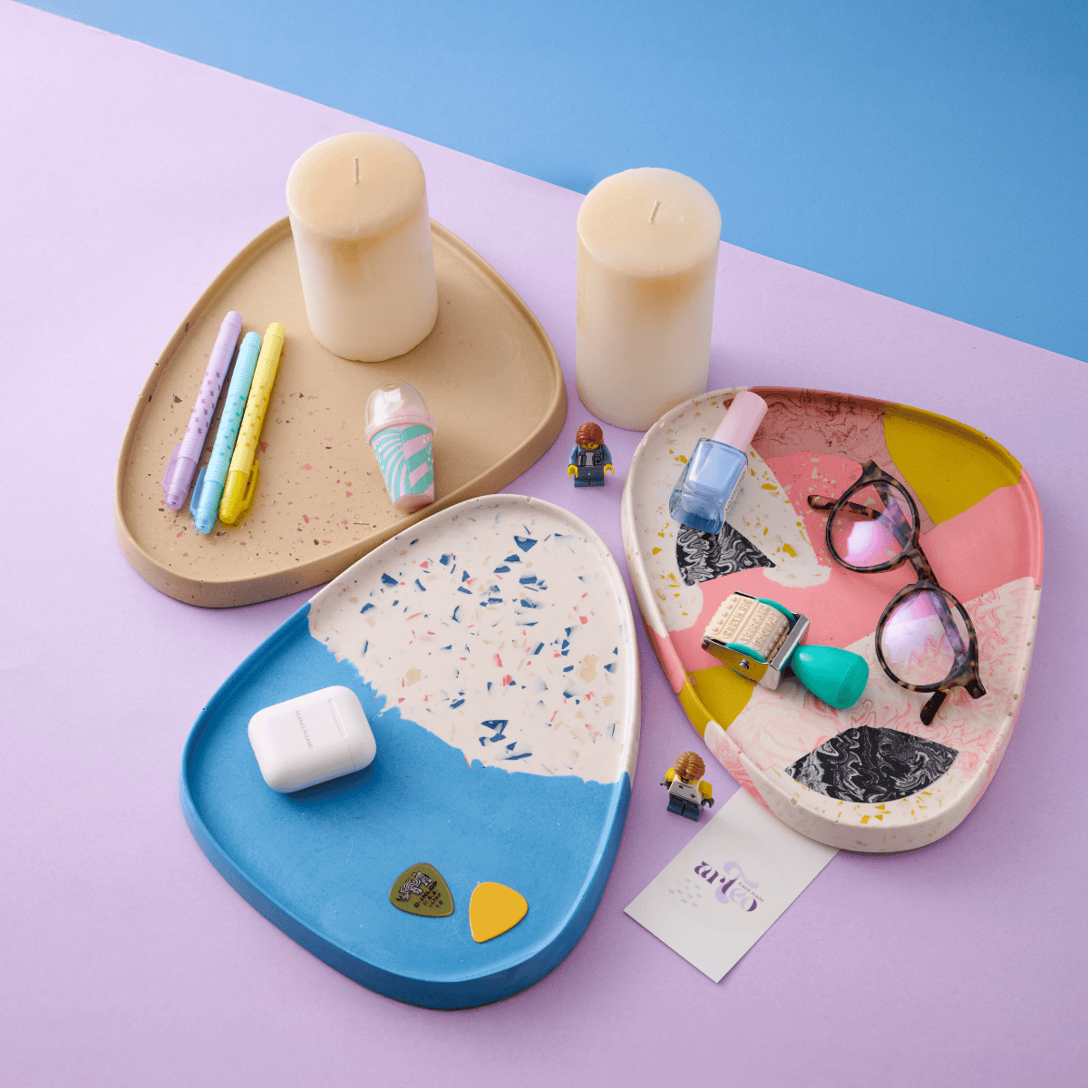 El Yapımı Jesmonite Damla Tepsi