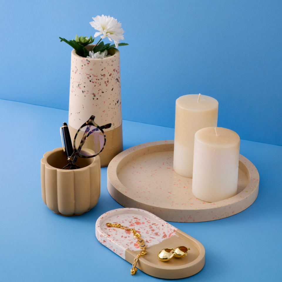 Bej Terrazzo Tasarım Hediye Seti