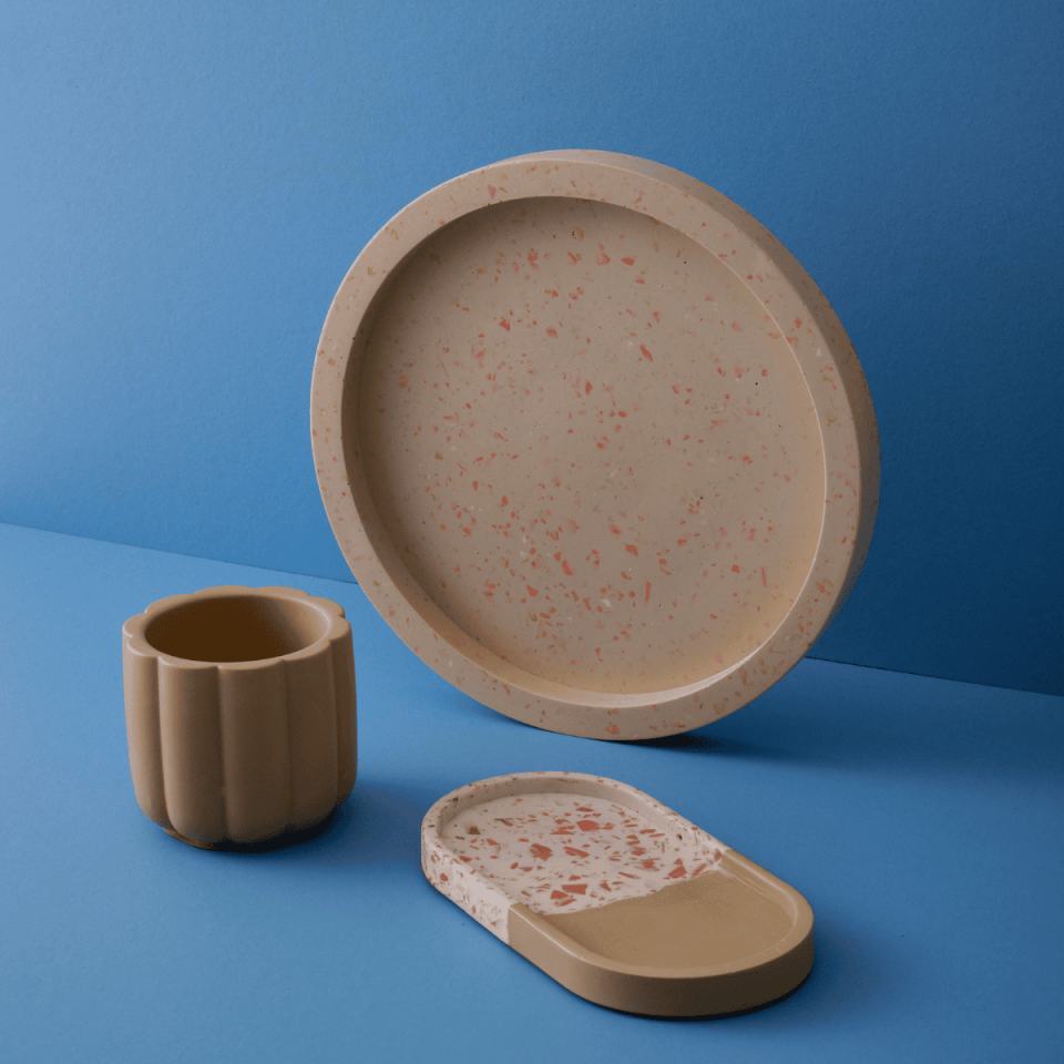 Bej Terrazzo Tasarım Hediye Seti