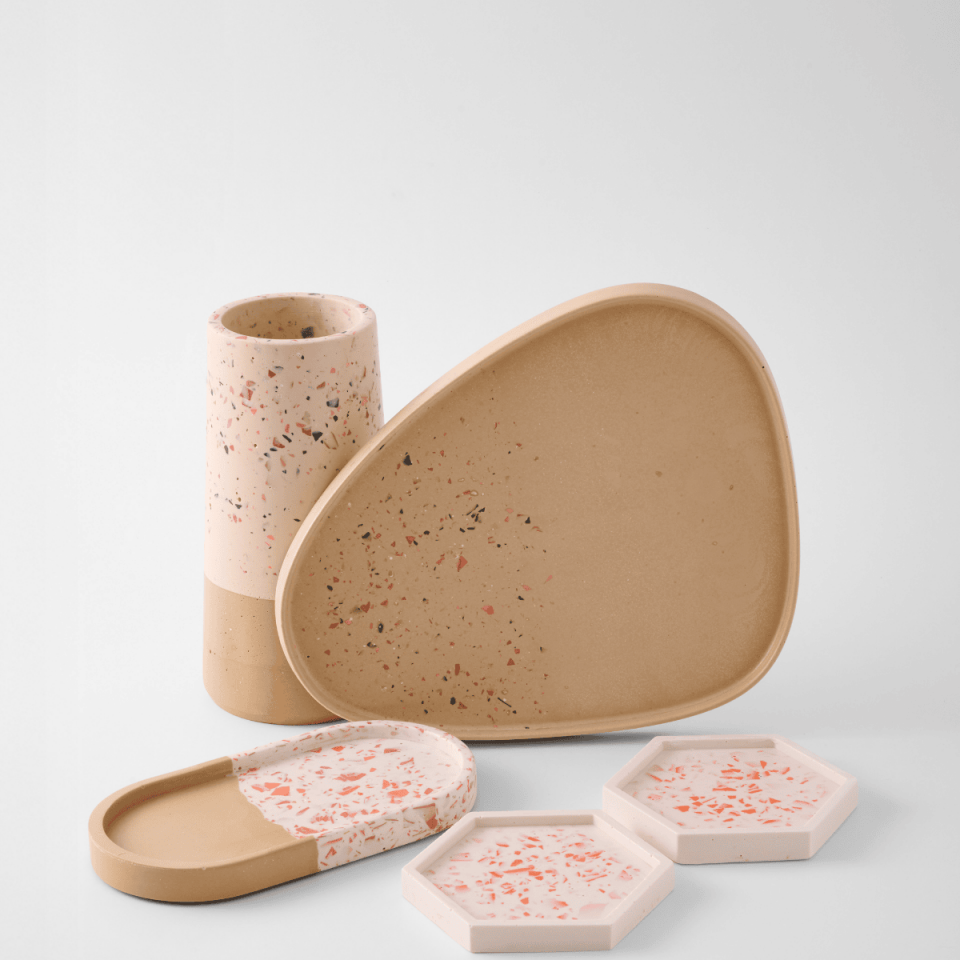 Minimal Damla Tepsi ve Vazo Seti